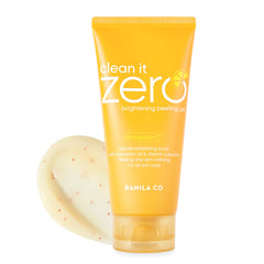 BANILA CO Clean it Zero Brightening Peeling Gel bottle close-up showcases vegan exfoliation.