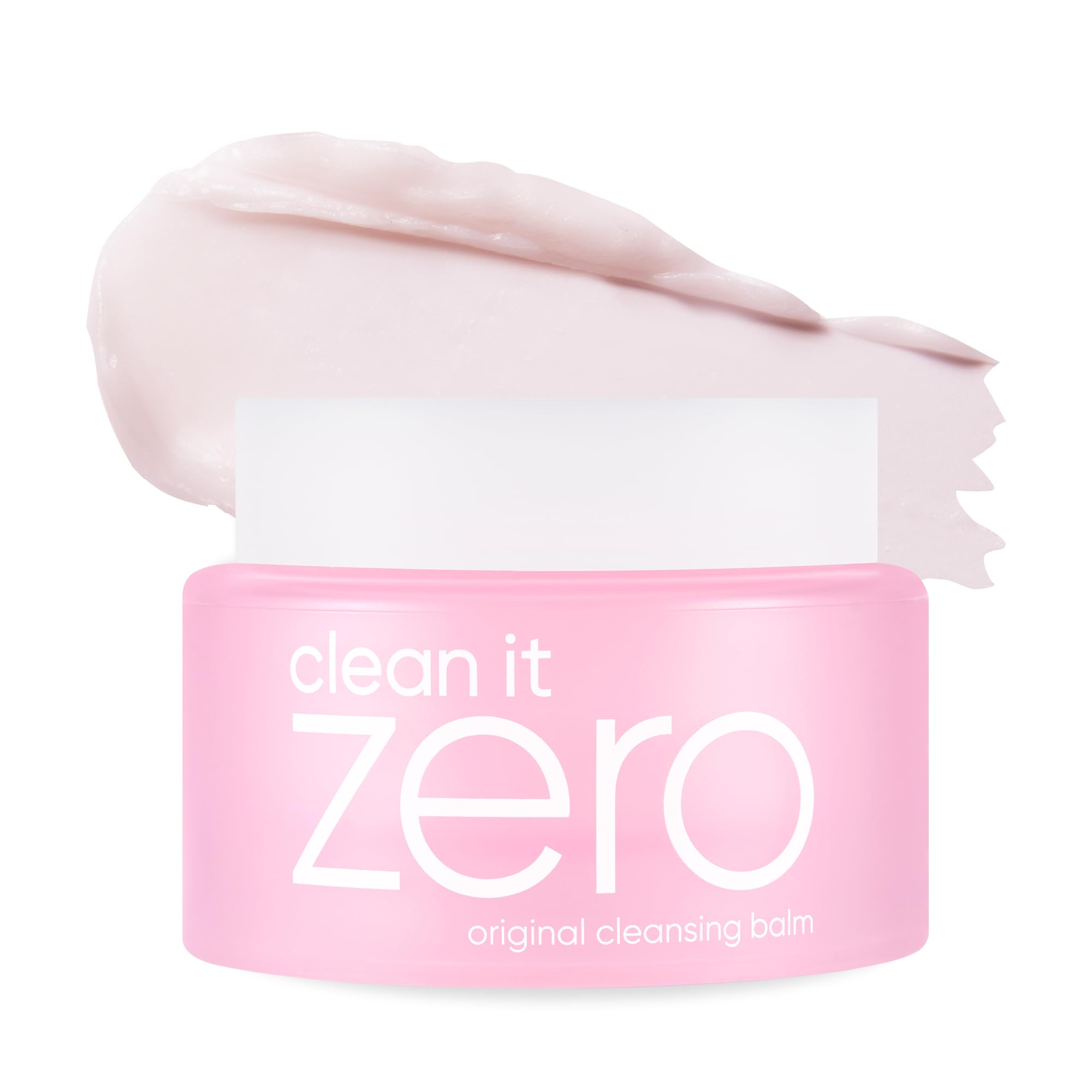 Banila Co Clean It Zero jar close-up showing sherbet texture dissolving waterproof makeup