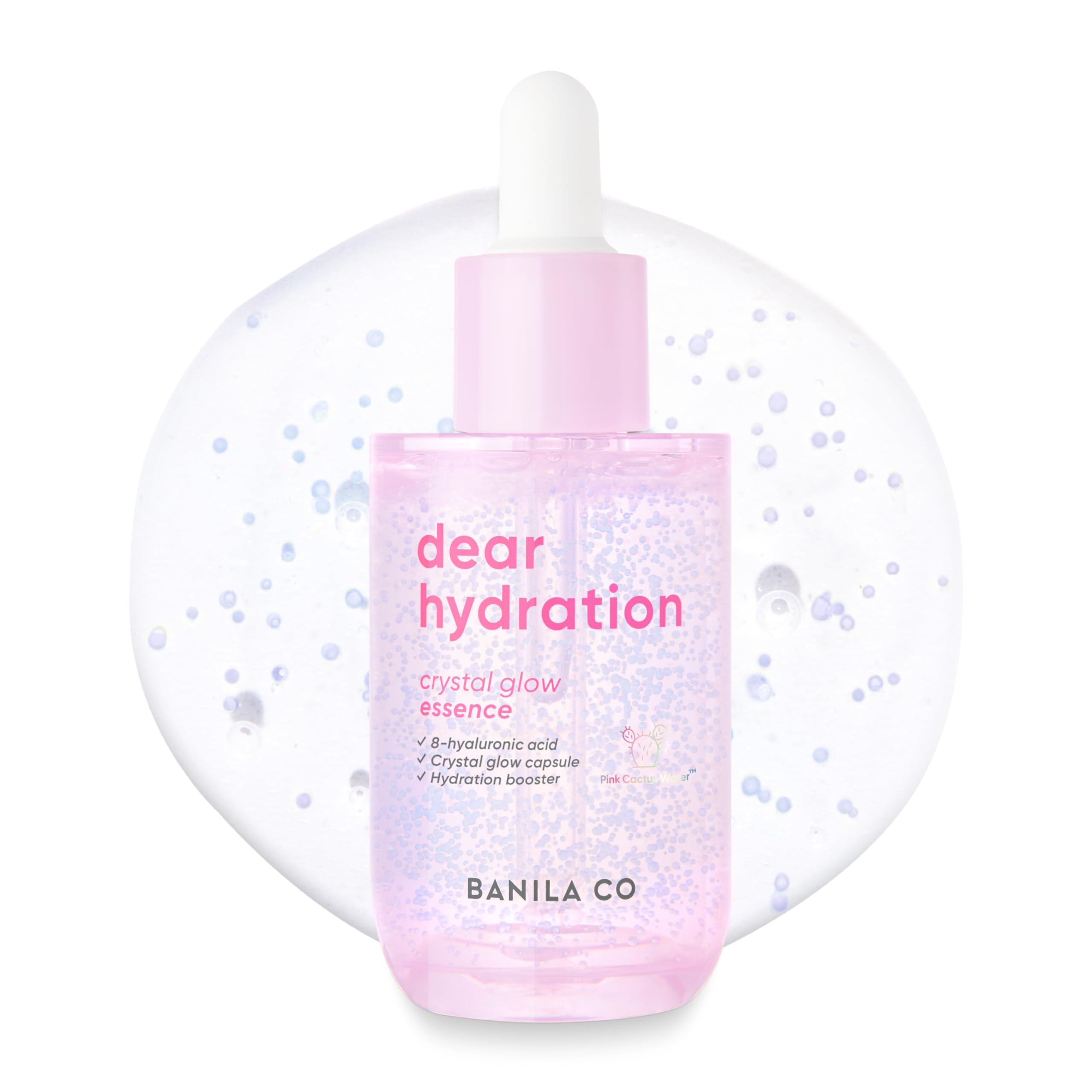 BANILA CO Dear Hydration Crystal Glow Serum bottle with pink cactus for hydration
