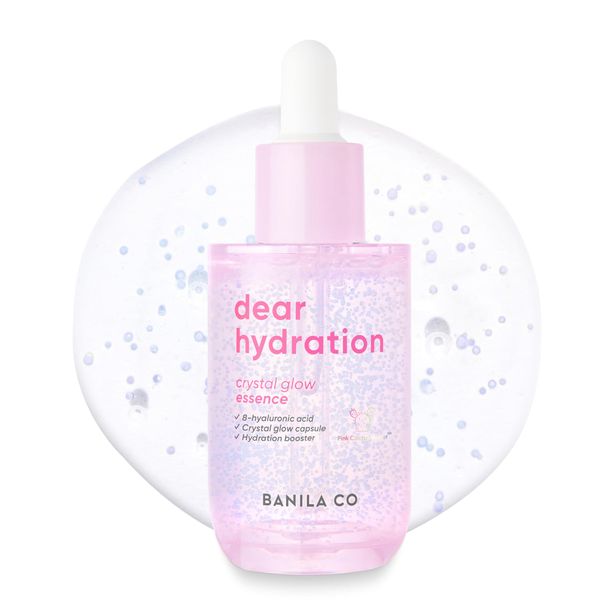 BANILA CO Dear Hydration Crystal Glow Serum bottle with pink cactus for hydration