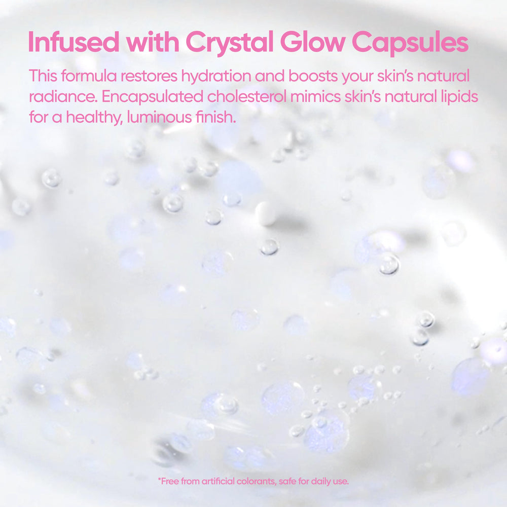 BANILA CO crystal glow texture close-up showing hydration feel
