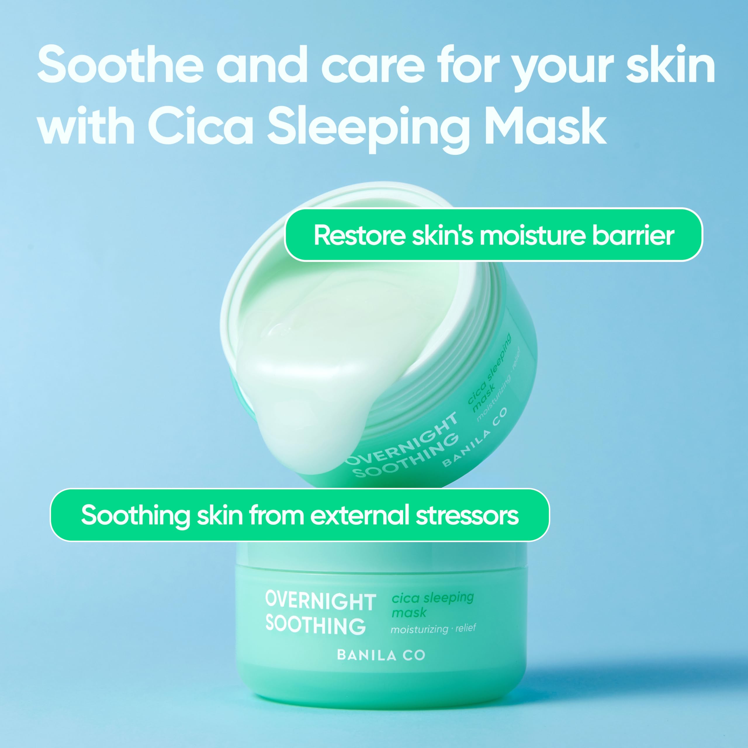 BANILA CO Overnight Soothing Cica Mask cream texture close-up promoting hydration