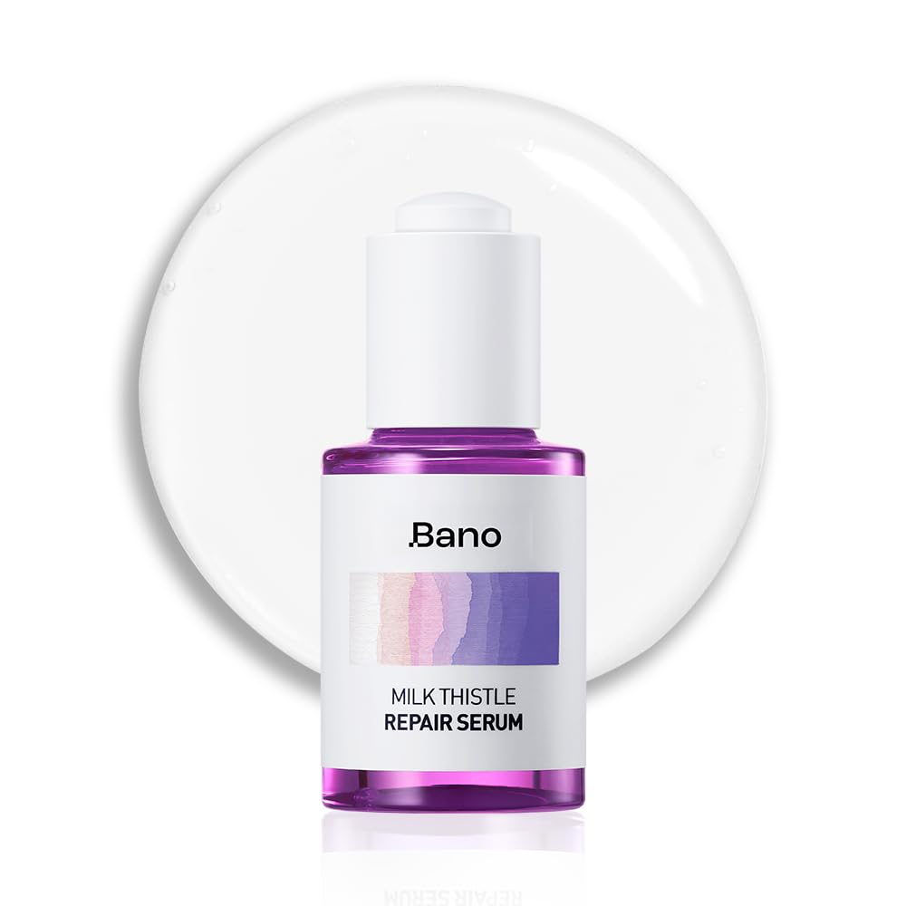 BANO Milk Thistle Repair Serum bottle showing calm hydration for sensitive skin