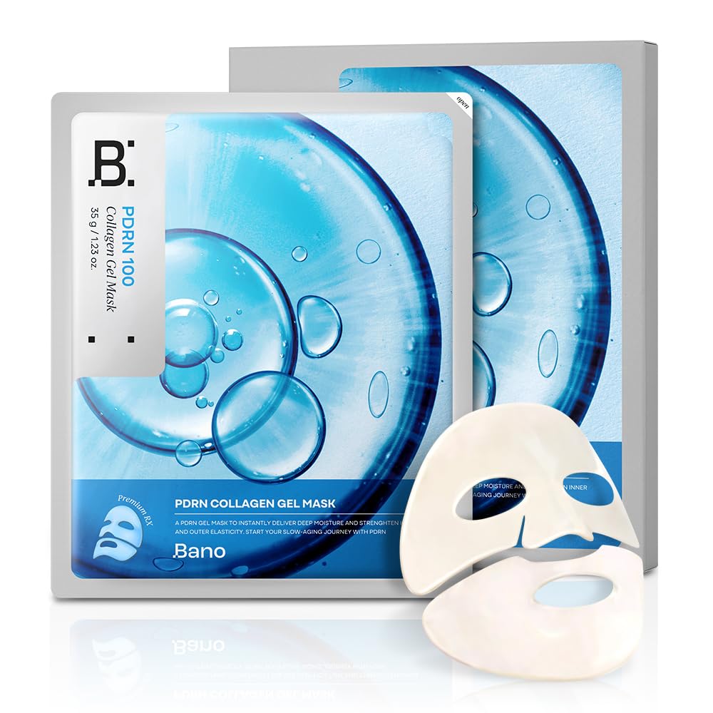 The Bano PDRN Collagen Mask packaging highlights a premium, fragrance-free skincare solution.