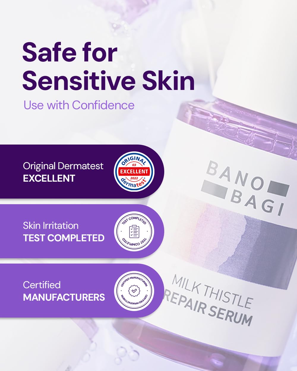 Burdock extract visual in BANOBAGI Milk Thistle Repair Serum highlights nourishing formula