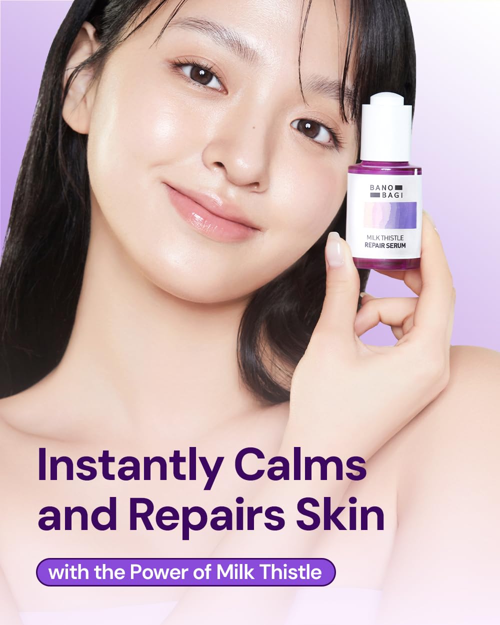 Packaging image of BANOBAGI Milk Thistle Repair Serum emphasizes compact bottle