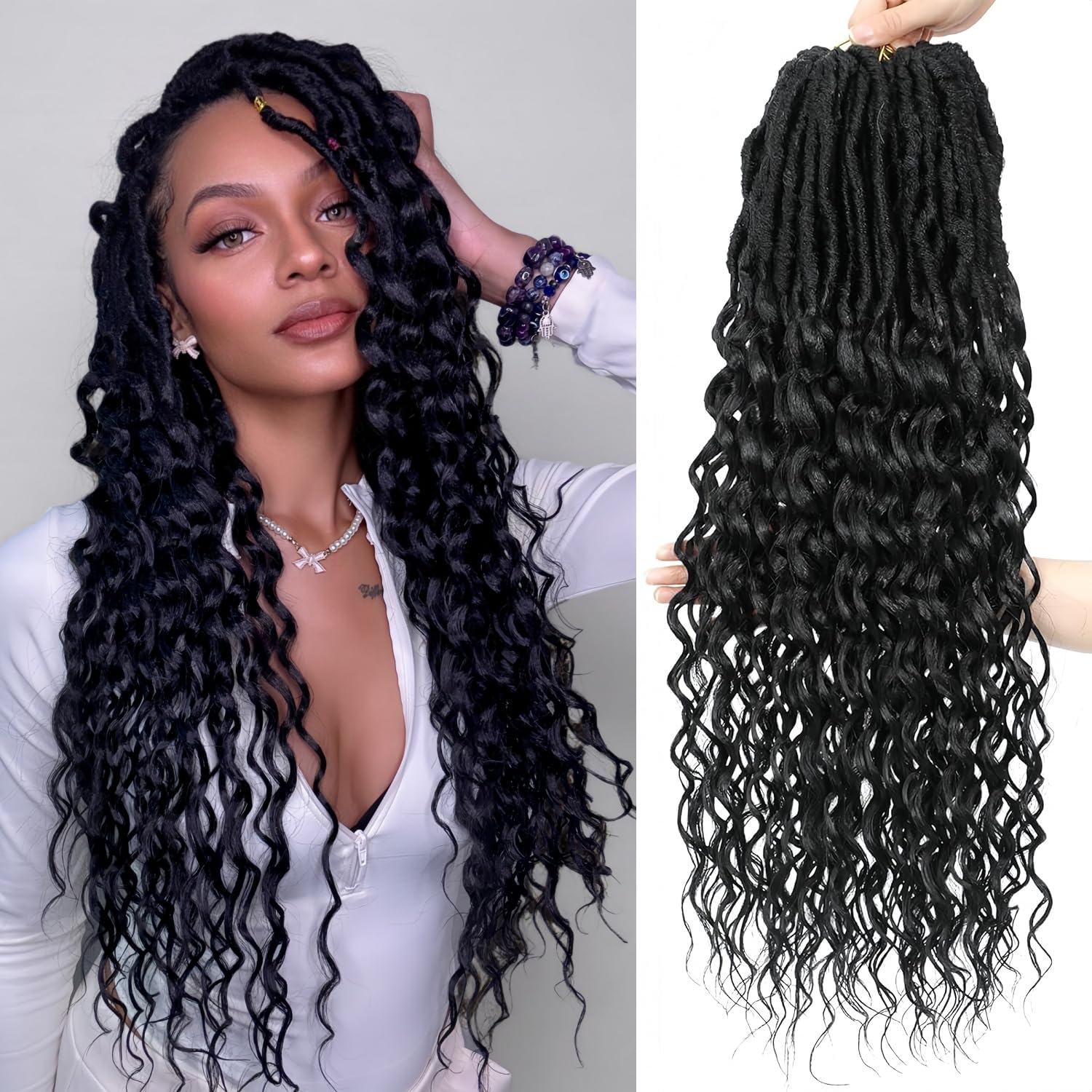 BAOTA Deep Faux Locs crochet hair in 18 inch length for full natural coverage.