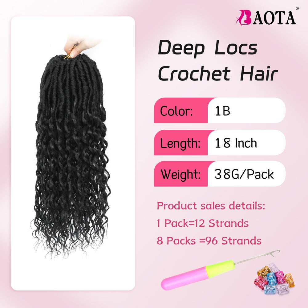 BAOTA Goddess Locs with curly ends show textured detailing for versatile styling.