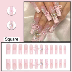 Baoyaalin pink Y2K nails with pearls for stylish daily wear.