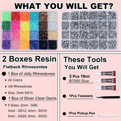 BAOYAALIN silver clear 2-6mm rhinestones for versatile craft accents
