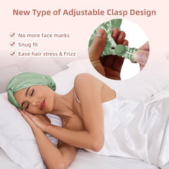 Double-layer silk satin lining of Baqzqudnl bonnet protects hair during sleep and minimizes friction.