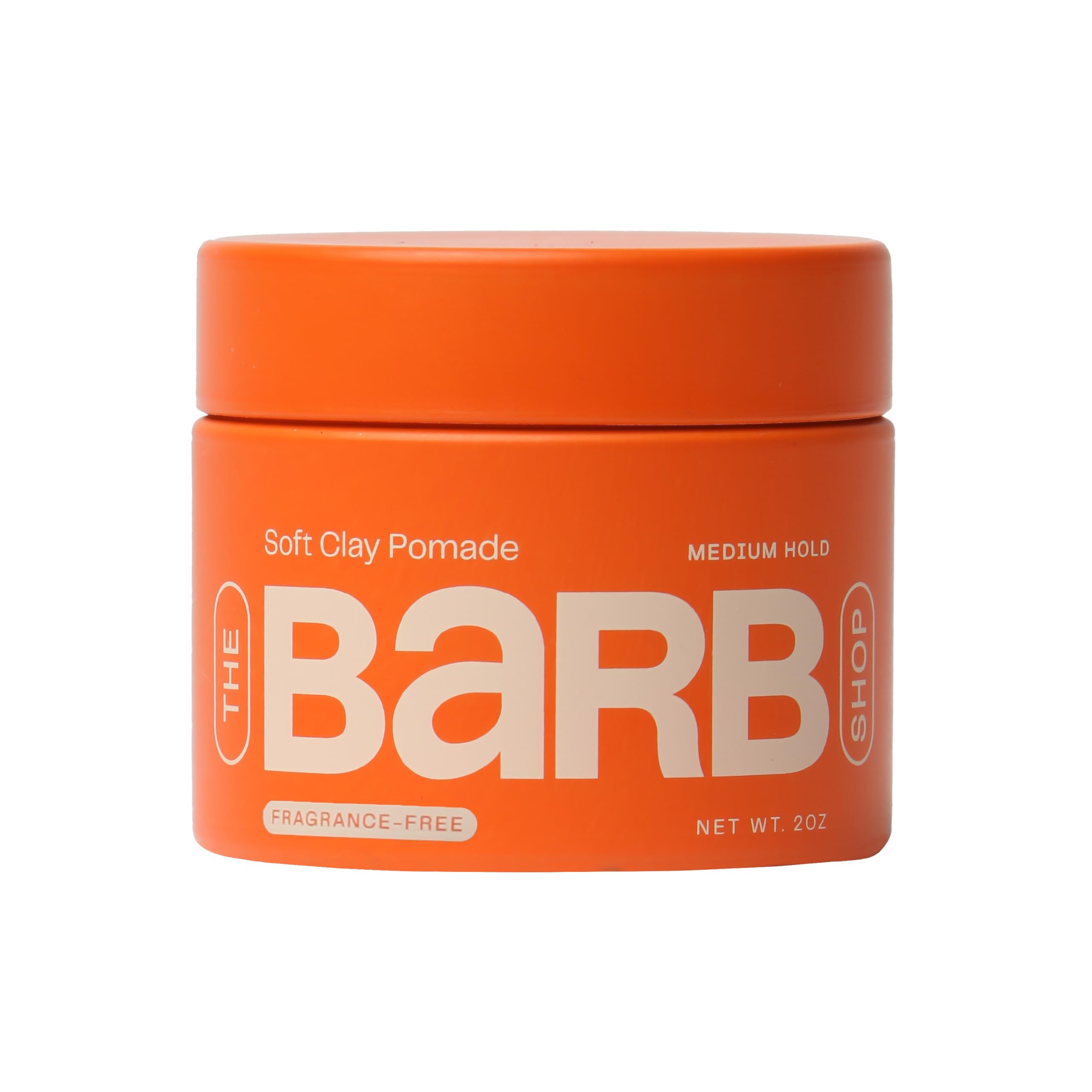 Barb Soft Clay Pomade packaging showcases fragrance-free styling versatility