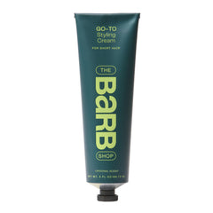 Barb Shop Barb Styling Cream bottle close-up with soft hold and natural finish.