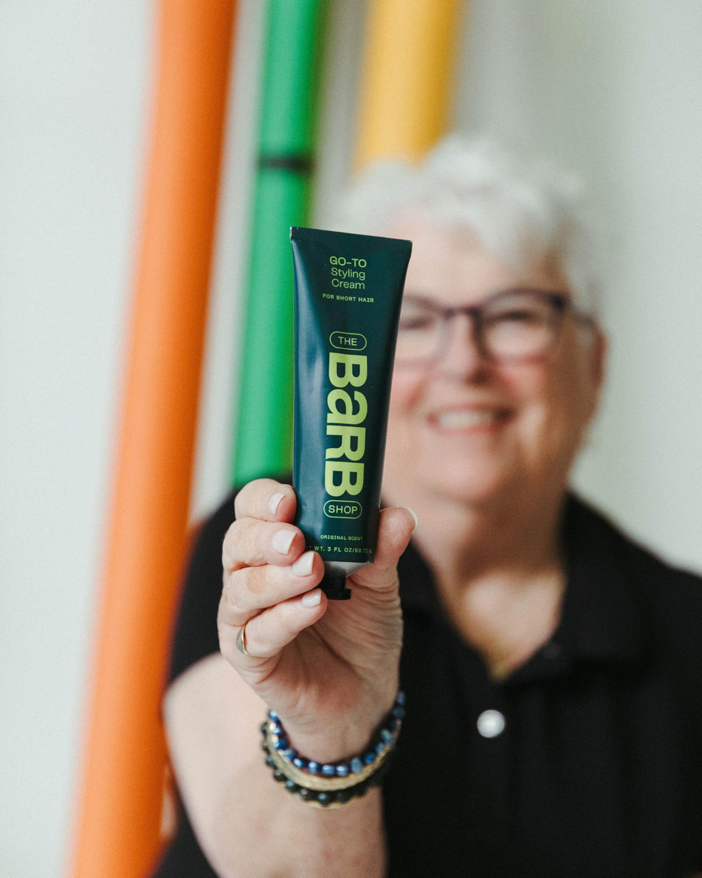 The Barb Shop Barb Styling Cream layers well with pomade or spray.