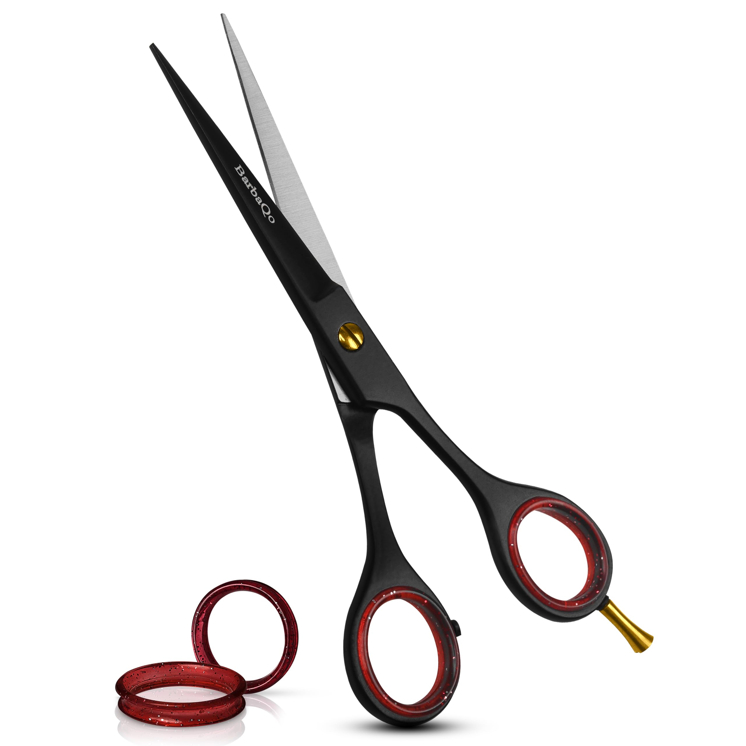 BarbaQo barber shears feature ergonomic removable handle for comfortable, fatigue-free styling.