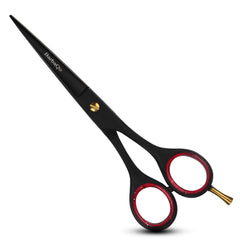 BarbaQo haircut scissors with sharp-edge blade for precision trimming on all hair types.