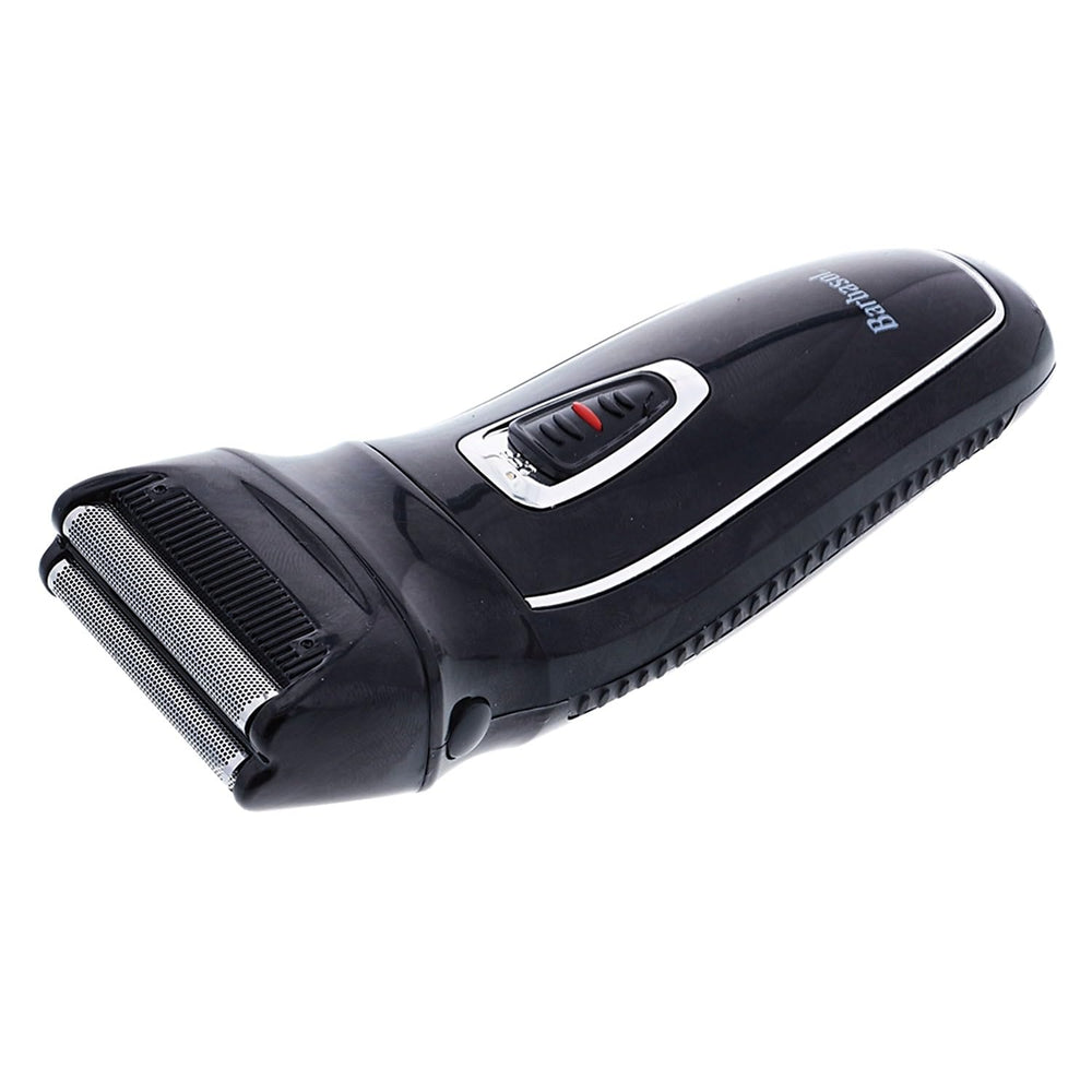 Barbasol charging port and indicator highlighting cordless convenience.