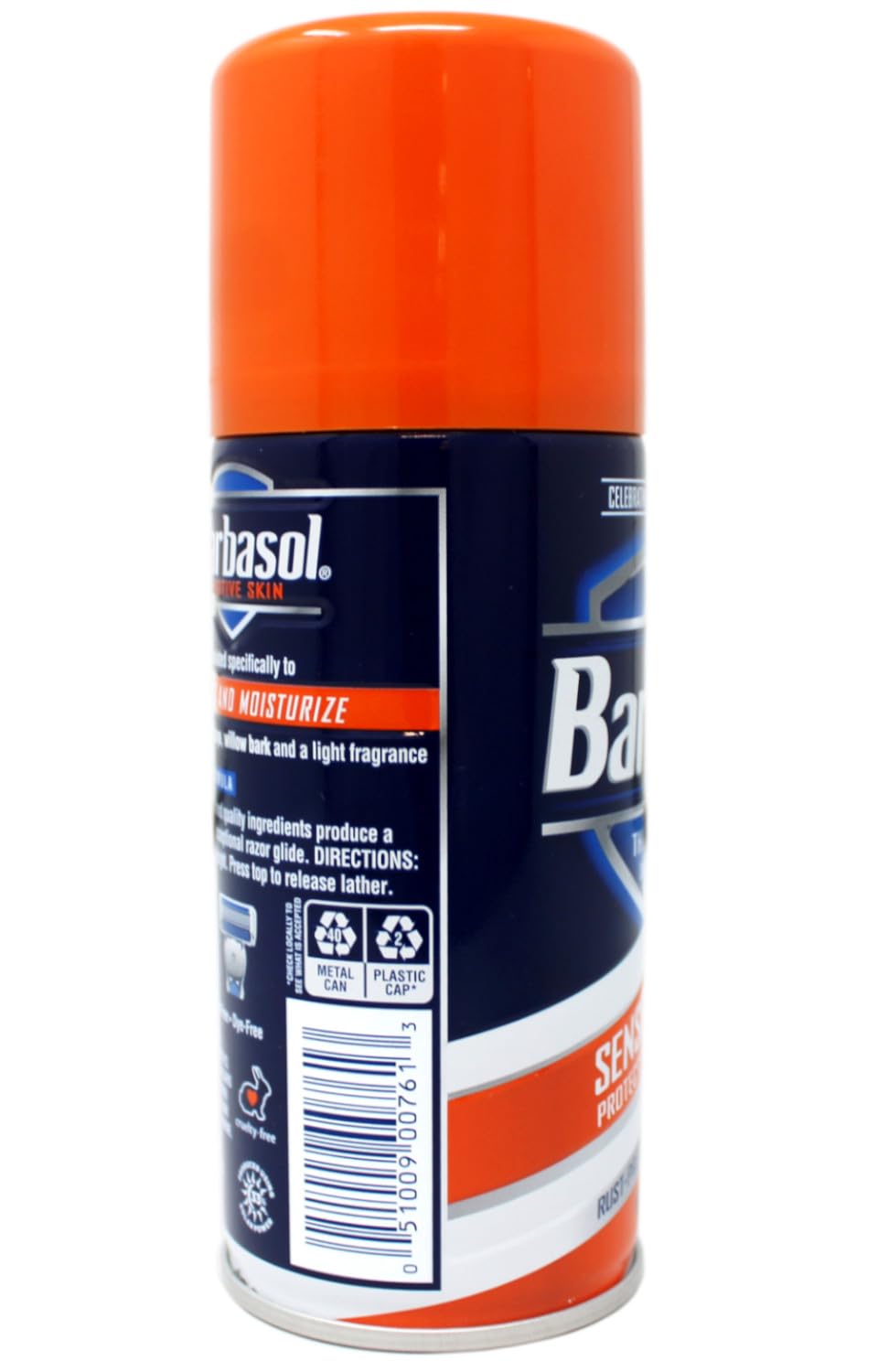 Barbasol gentle formula designed to minimize irritation on sensitive skin.