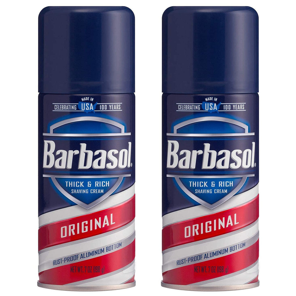 Barbasol Original Shaving Cream can two-pack for smooth razor glide.