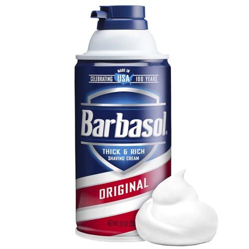 Close-up of Barbasol Original foam forming a rich lather for easy razor glide.