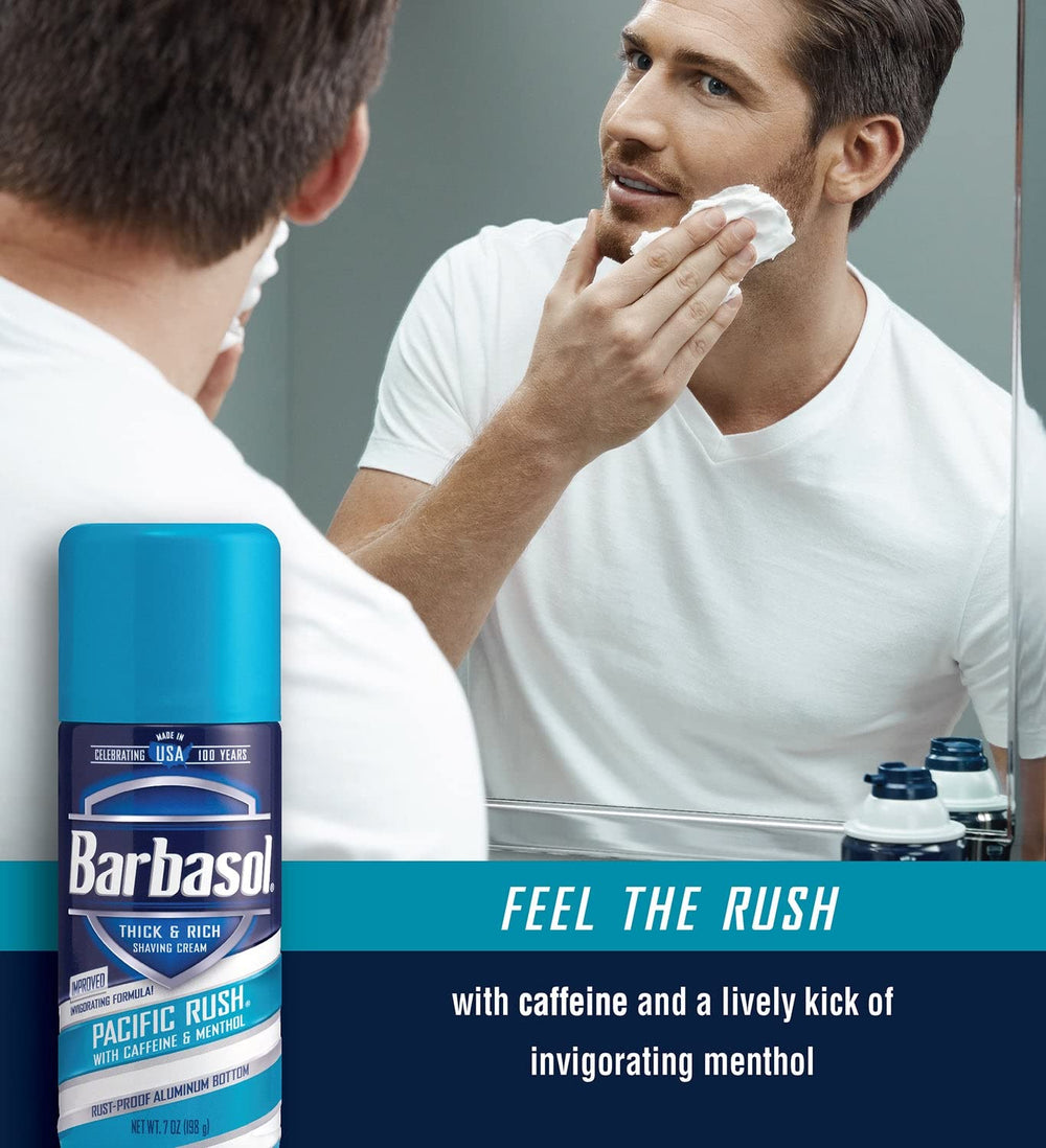 Barbasol Pacific Rush rust-proof bottom prevents rust rings.