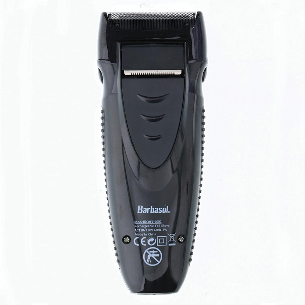Barbasol pop-up trimmer in action for precise sideburn detailing.