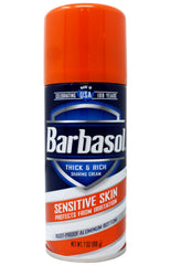 Barbasol shave cream softens hair for a smoother shave.