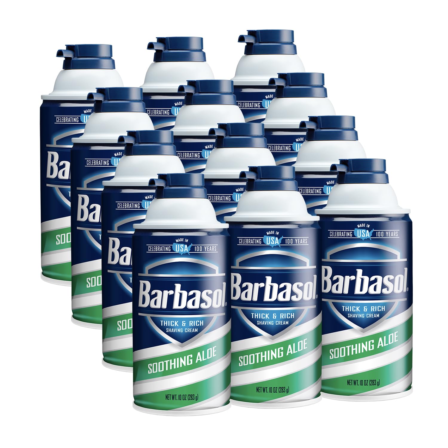 Barbasol Soothing Aloe thick and rich foam forms luxurious lather for a smooth shave.