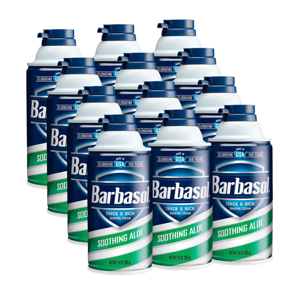 Barbasol Soothing Aloe thick and rich foam forms luxurious lather for a smooth shave.