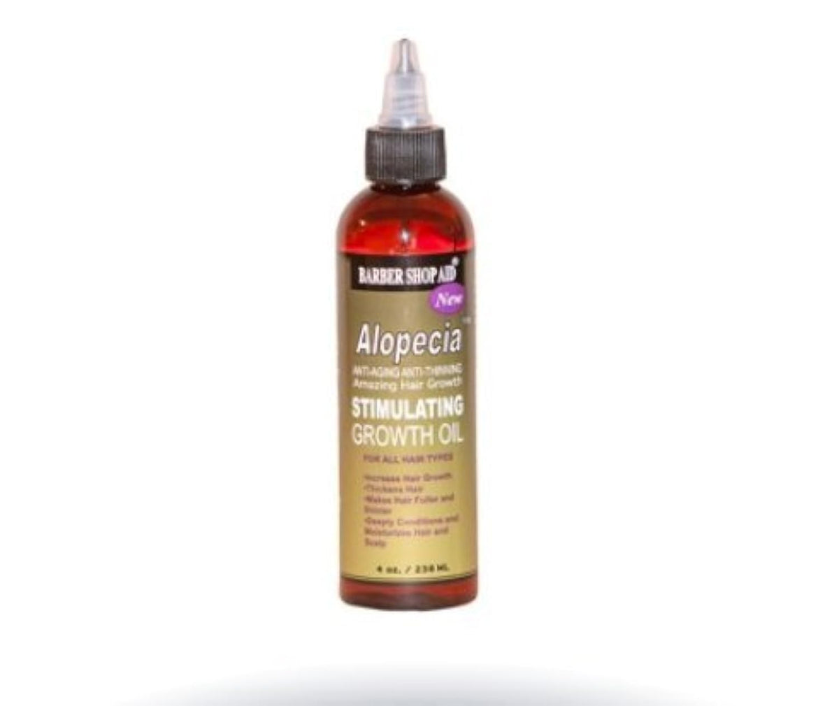 Barber Shop Aid Alopecia Oil bottle—nourishes scalp and supports potential hair growth.