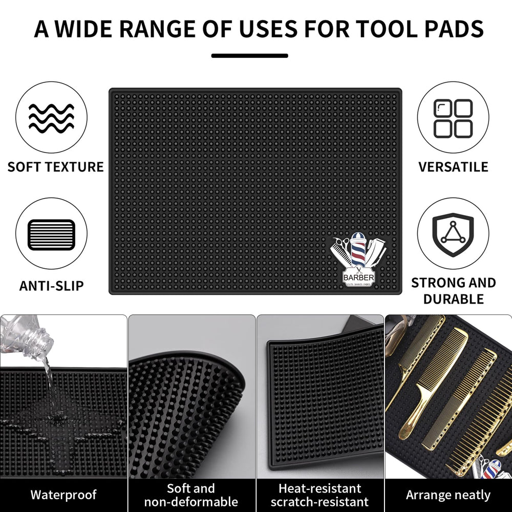 BARBERTOP anti-slip dots surface keeps tools clean and stable during busy routines