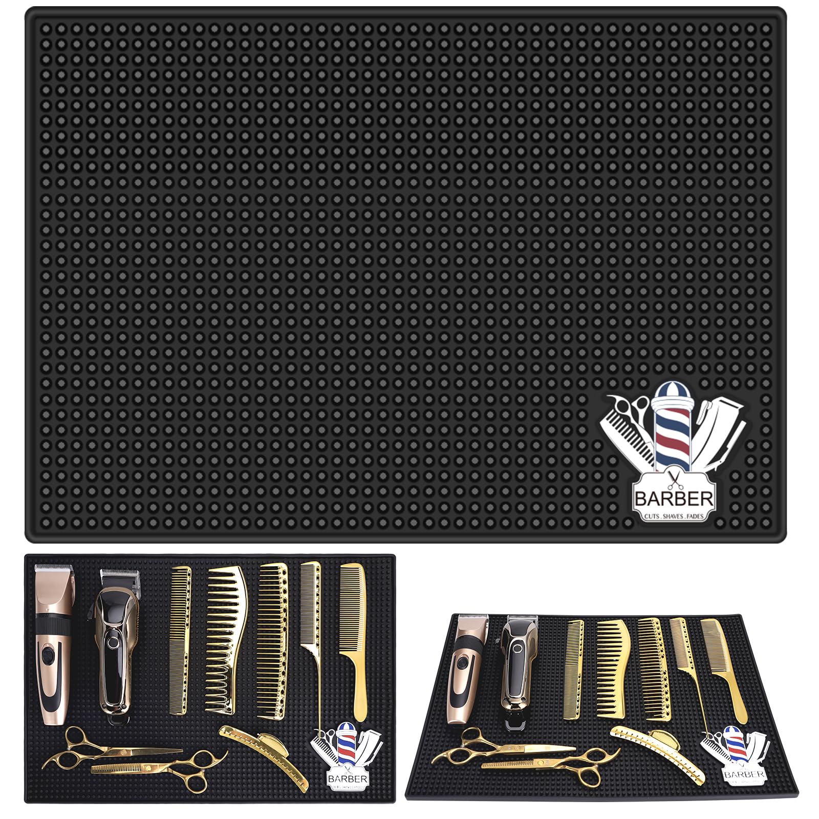 BARBERTOP Barber Mat for Clippers with non-slip surface keeps clippers secure during grooming