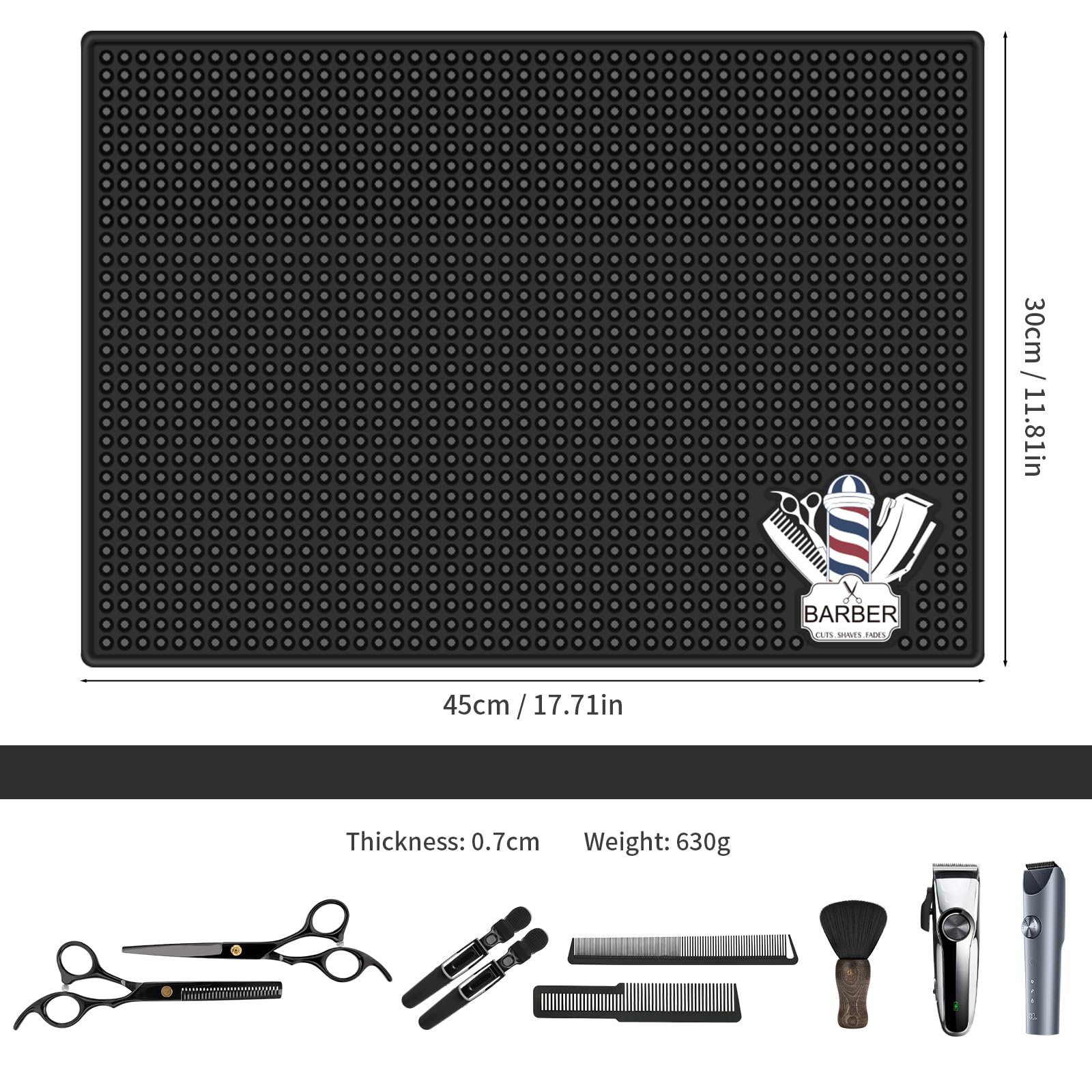 BARBERTOP silicone barber mat shows durable, heat-resistant surface for everyday tool use