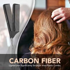 Bardeau Essentials lightweight, easy-to-handle tail comb shown in hand for comfortable styling.