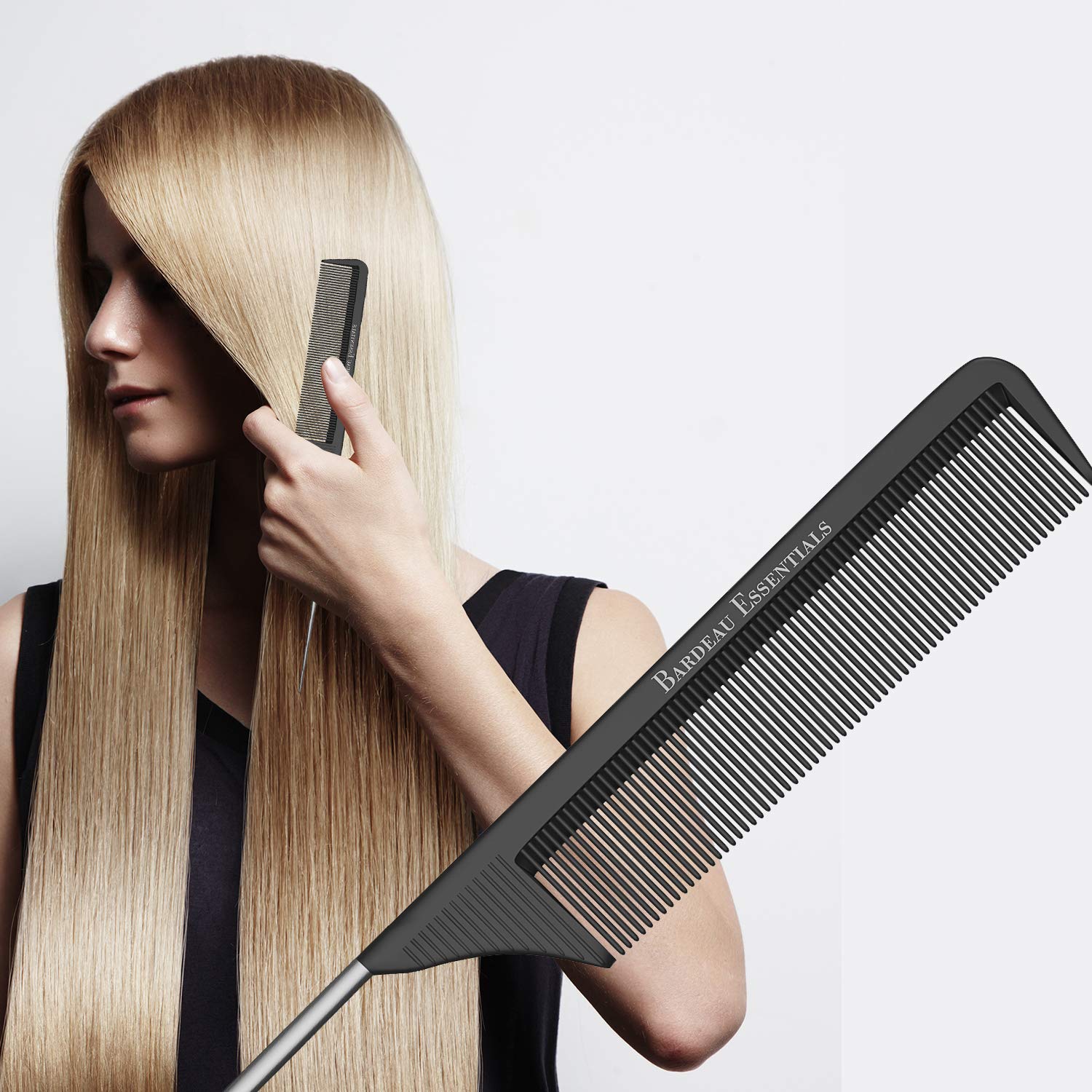Bardeau Essentials salon and barber kits feature tail comb for professional use.