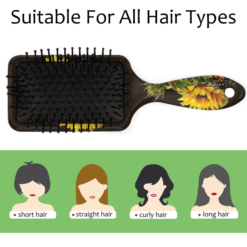 Bardic Sunflower Butterfly Hair Brush ball-ended pins glide through tangles