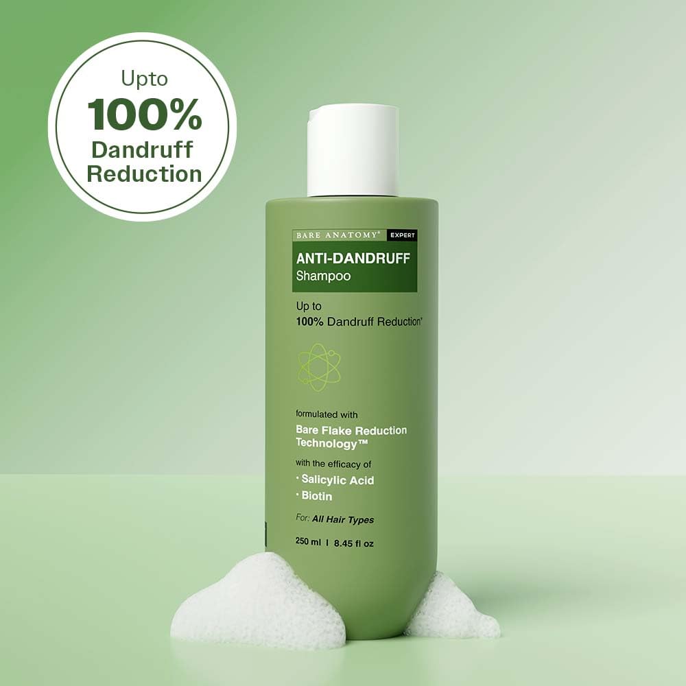 Foamy lather from Bare Anatomy Expert anti-dandruff shampoo ready to cleanse.