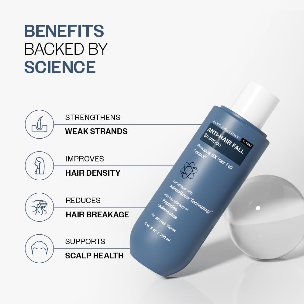 Bare Anatomy hair follicle strengthening graphic suggesting reduced breakage during styling.