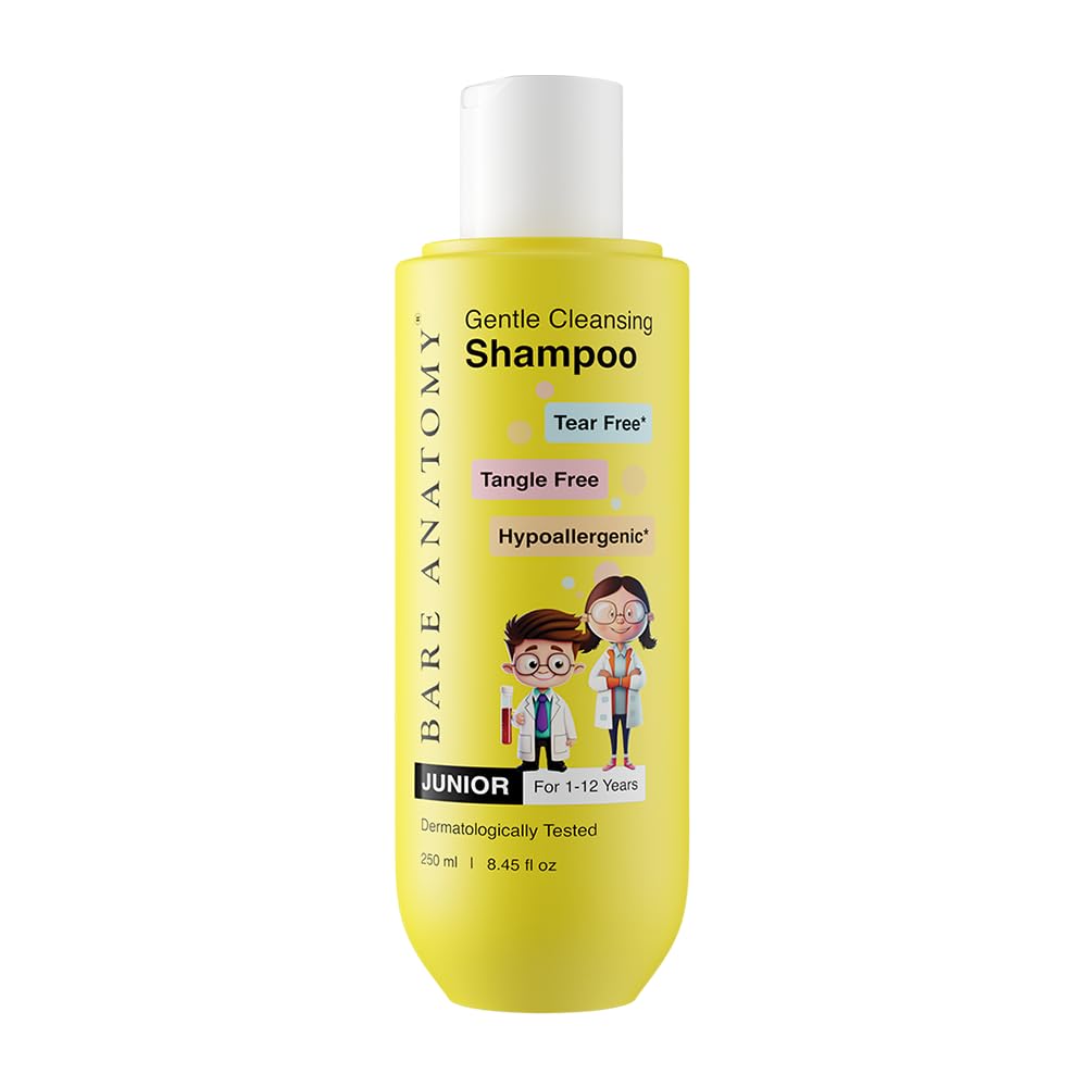 Bare Anatomy Junior shampoo bottle highlights tear-free cleansing for kids