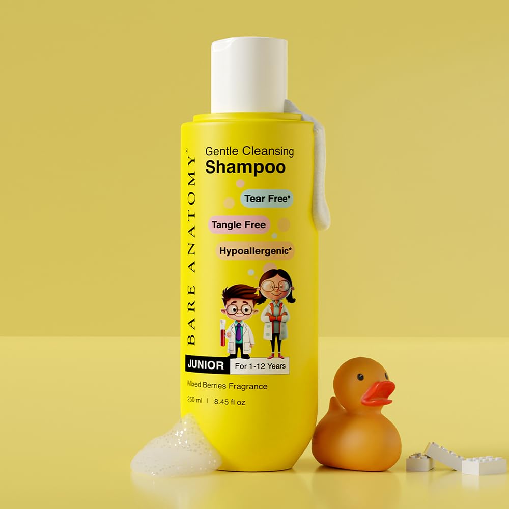 Bare Anatomy Junior shampoo label front shows pH 5.5 hypoallergenic care