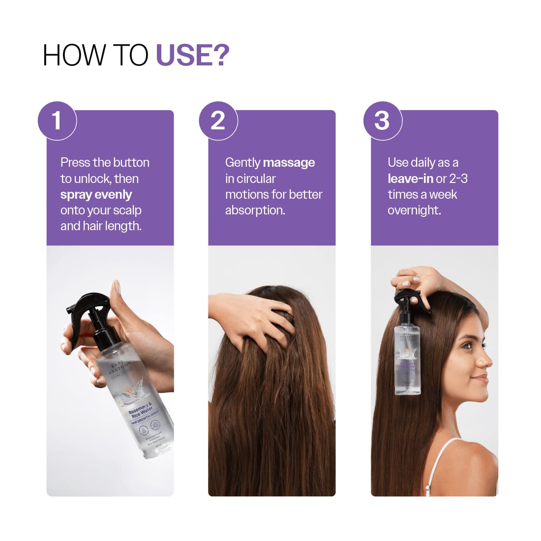 Bare Anatomy Rosemary Water Spray being applied to scalp for nourishment