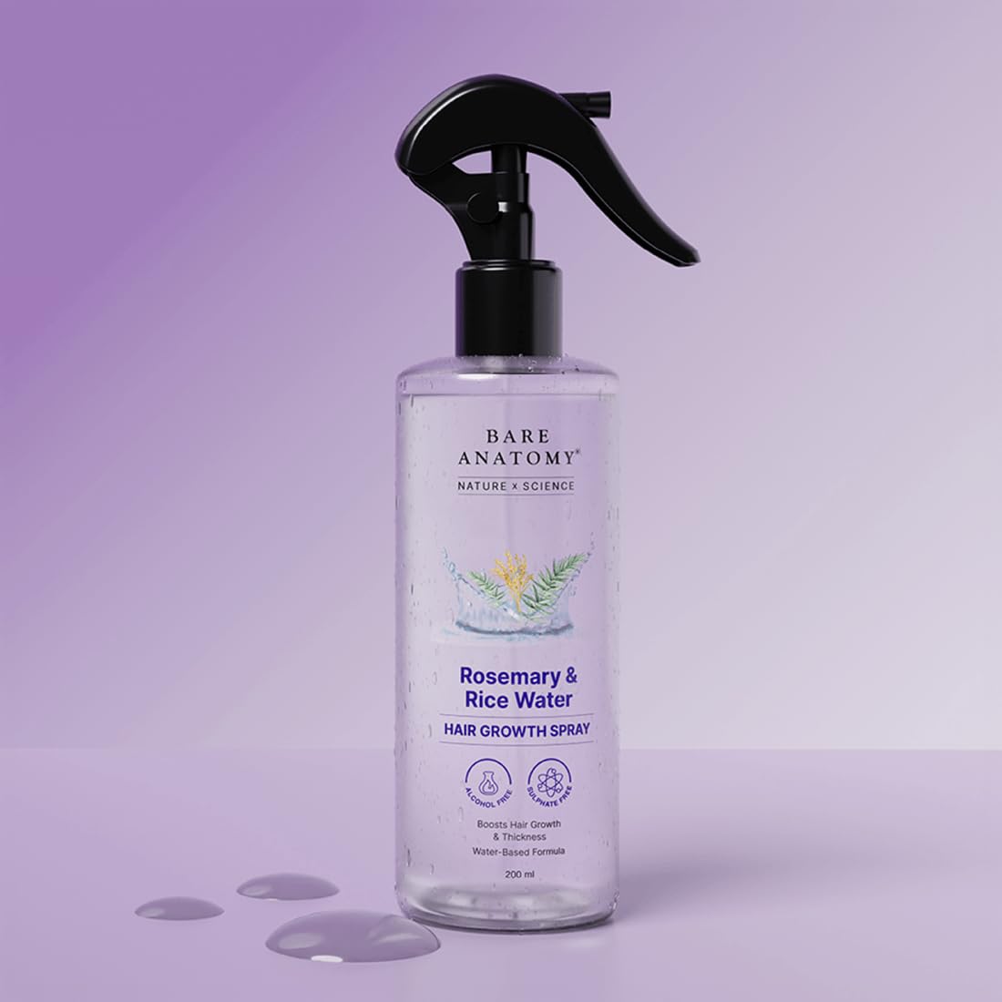 Bare Anatomy Rosemary Water Spray ready for overnight scalp care
