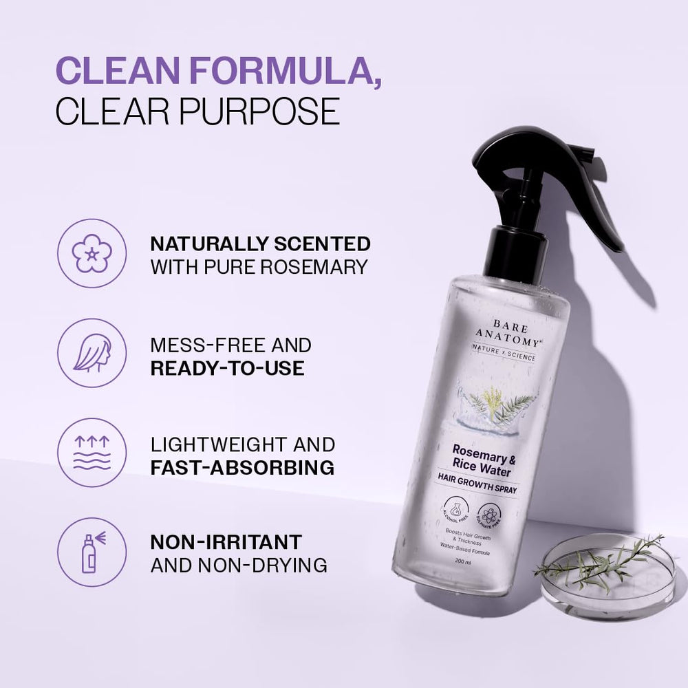 Bare Anatomy Rosemary Water Spray adds shine and smoothness to hair