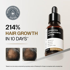 Bare Anatomy Advanced Hair Growth Serum dropper dispensing for precise scalp application.