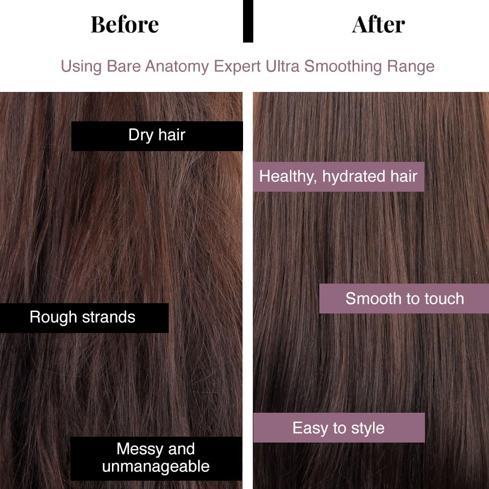 Bare Anatomy application scene showing easy smoothing routine for frizz control.