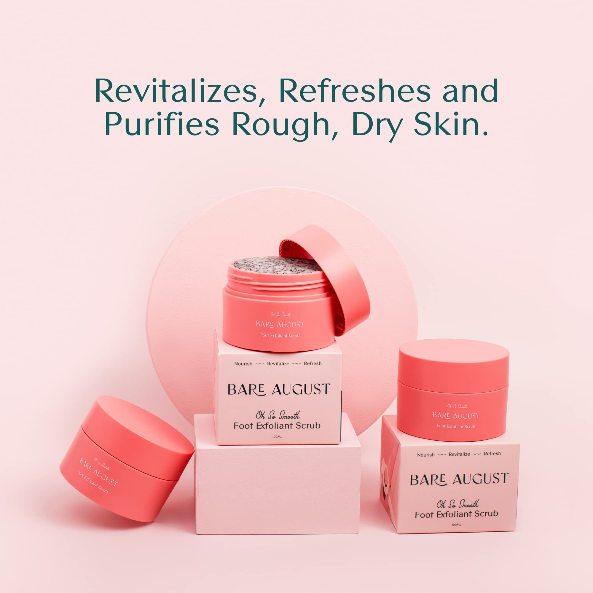 Bare August Foot Scrub after use shows smoother feet.