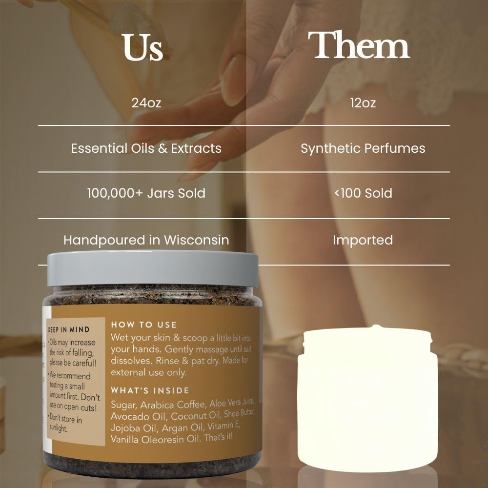 Packaging image of Bare Botanics Vanilla Hazelnut Coffee Scrub 24 oz jar