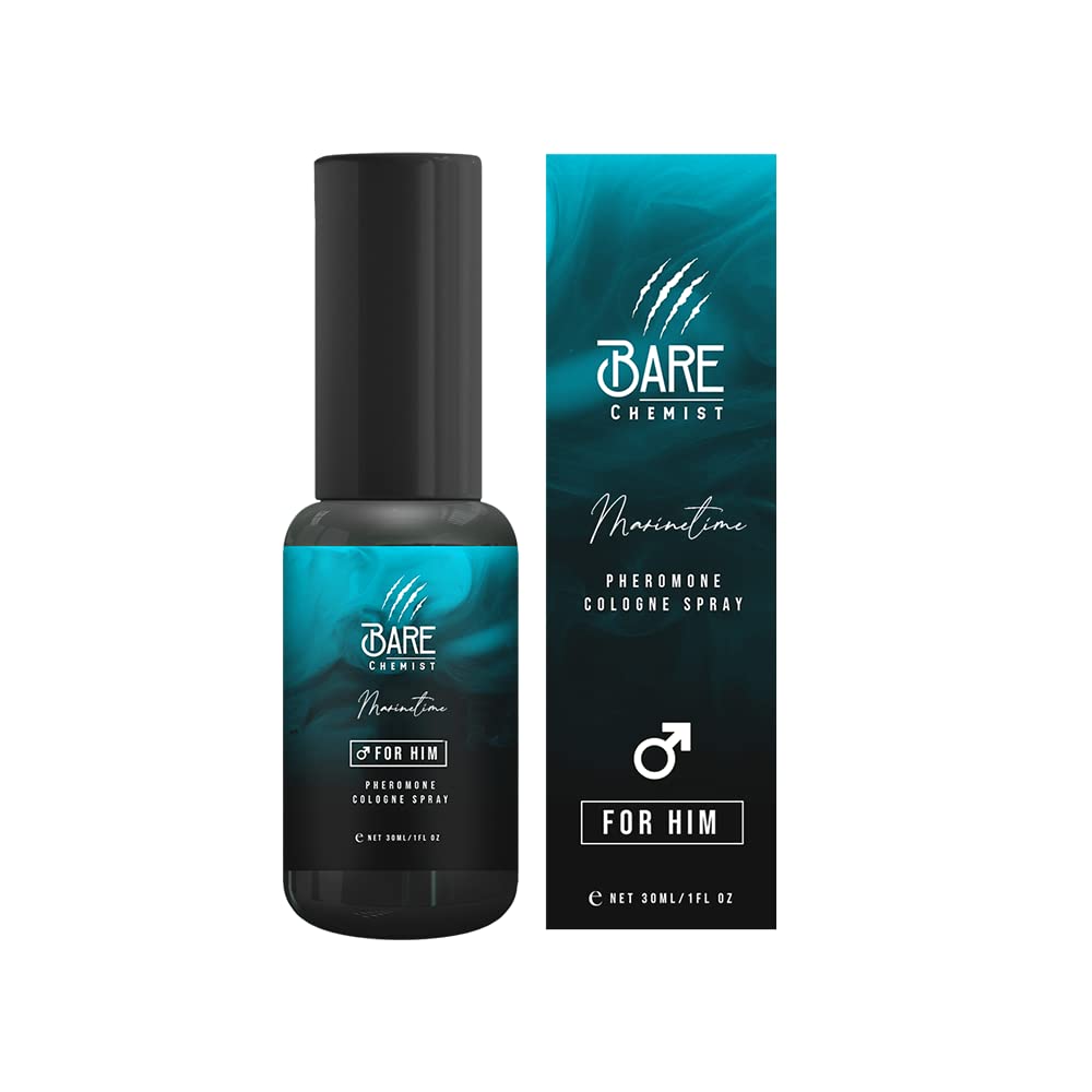 Bare Chemist Maritime bottle closeup shows premium long lasting fragrance and pheromone blend.