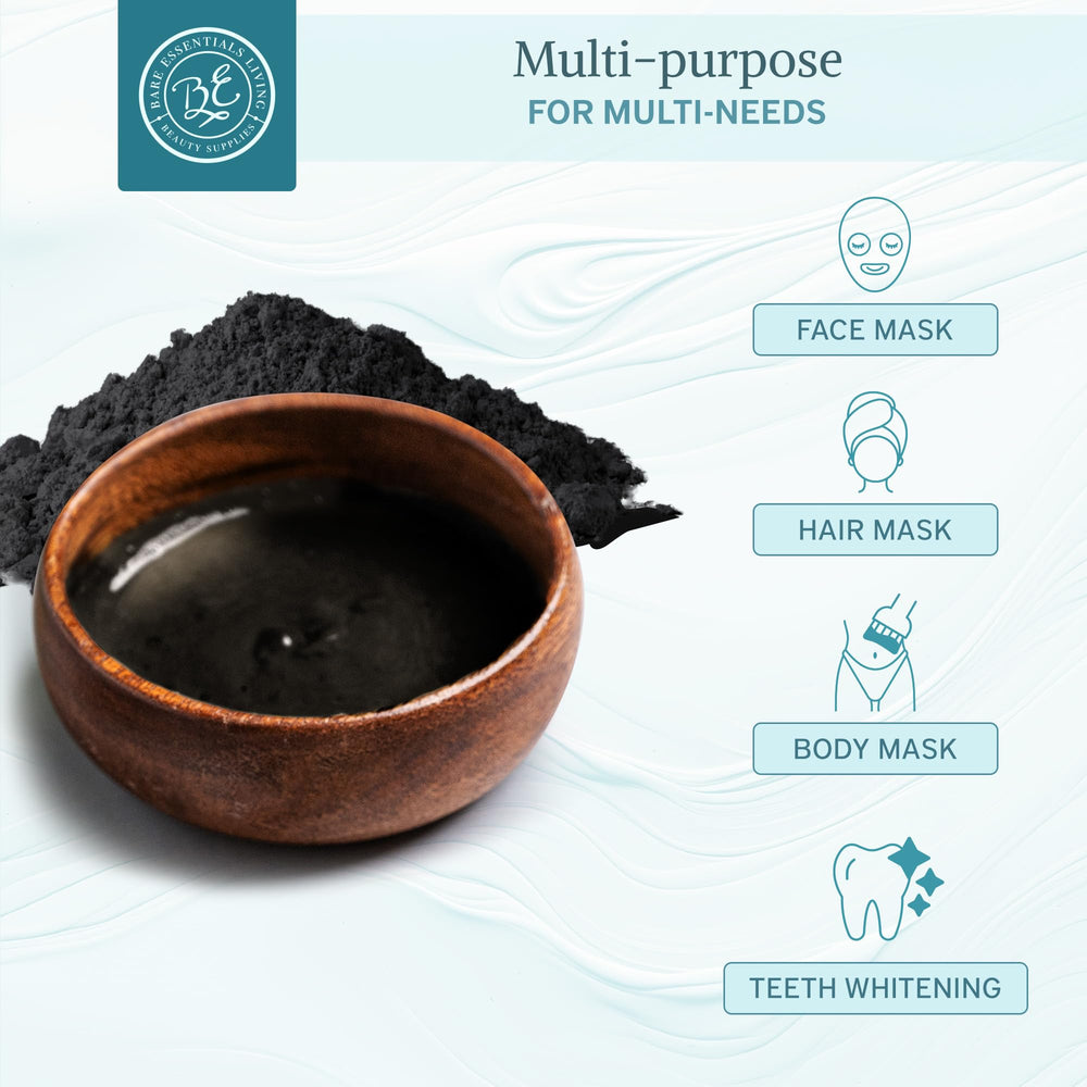 Bare Essentials Living activated charcoal powder bag for DIY whitening and detox