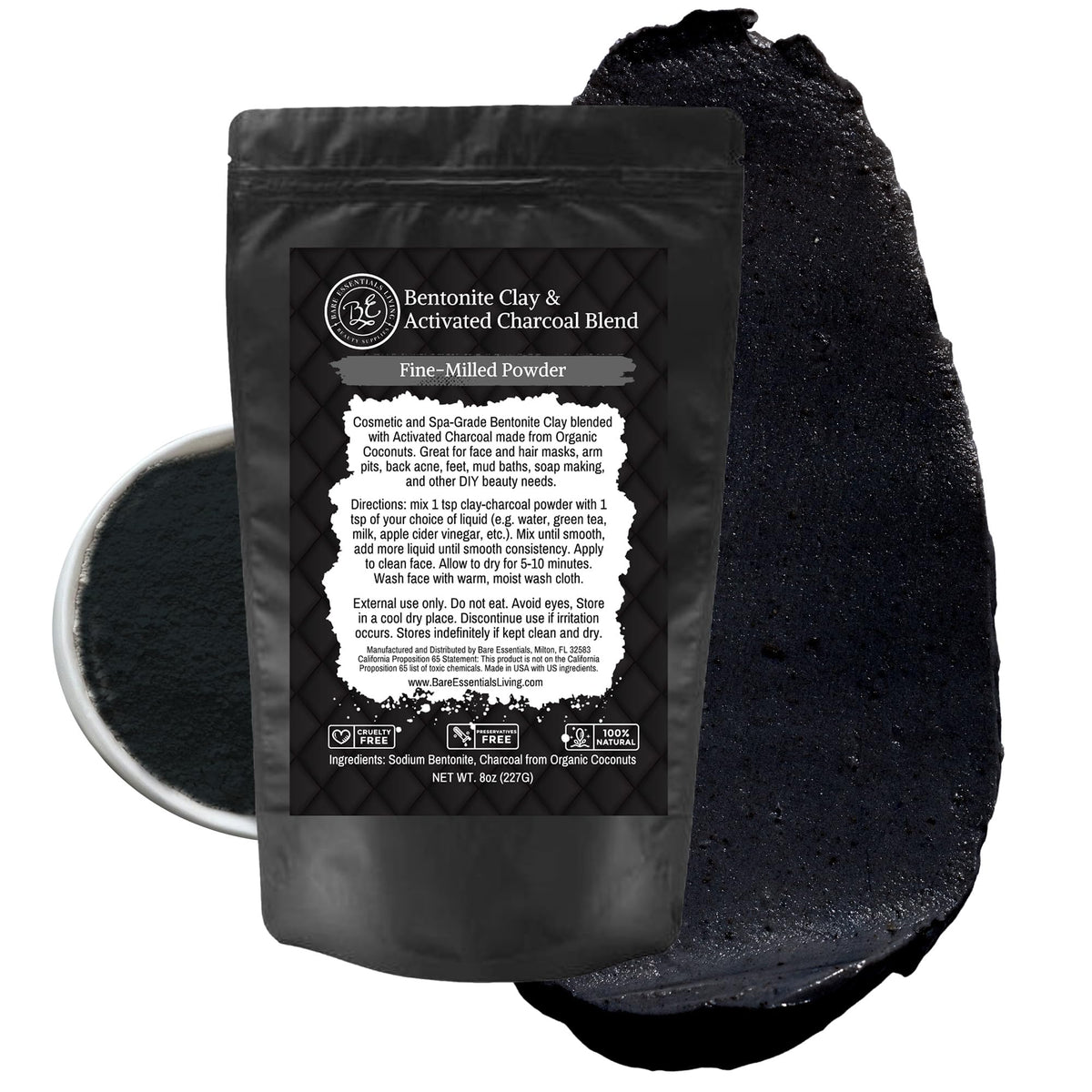 Bare Essentials Living bentonite clay powder bag for at-home facial masks